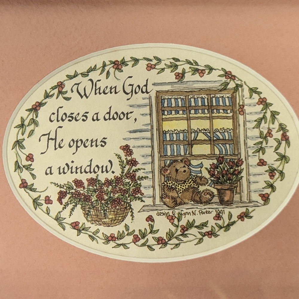 8" x 6" Inspirational spiritual verse Solid wood peach mat board wall decor Vtg. - Picture 2 of 9